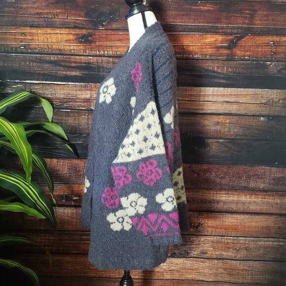 Natural Life Calla Jacquard Cardigan Sweater Soft Thick Warm Oversized Gray - Picture 4 of 9